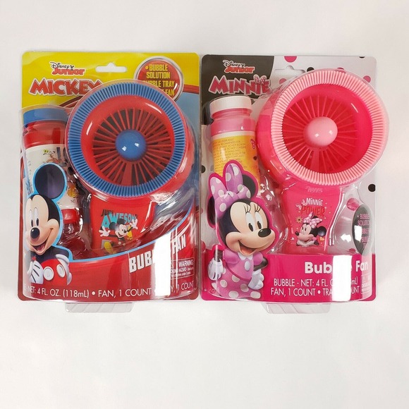 LOT of 2 Minnie Mouse Mickey Mouse Bubble Fan Sets Brand New EASTER Disney Jr - Picture 1 of 10